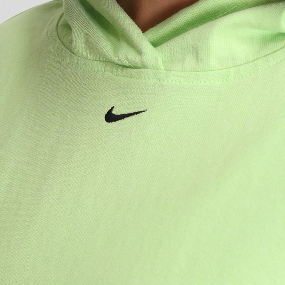 NIKE Women's Washed Cropped Neon Green Casual Sporty Oversized Hoodie Size M - Picture 7 of 15